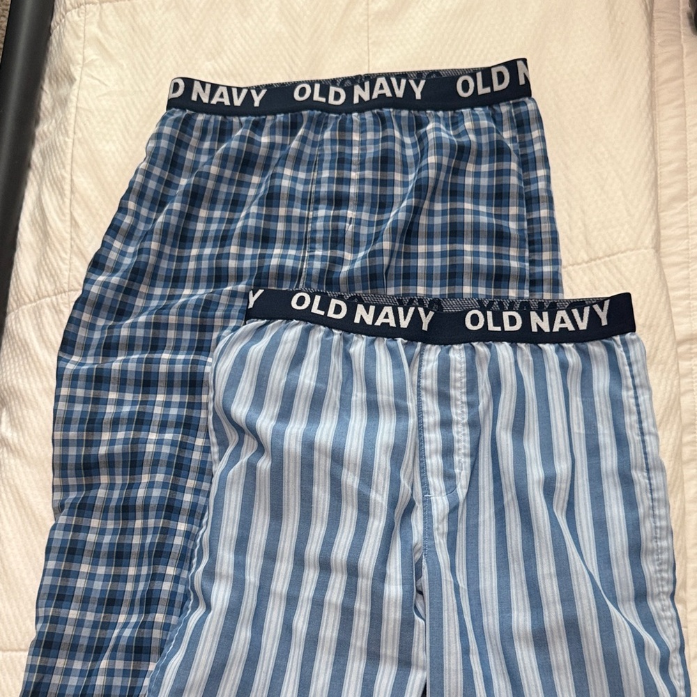Old Navy Blue Plaid and Light Blue Striped Lounge Pants